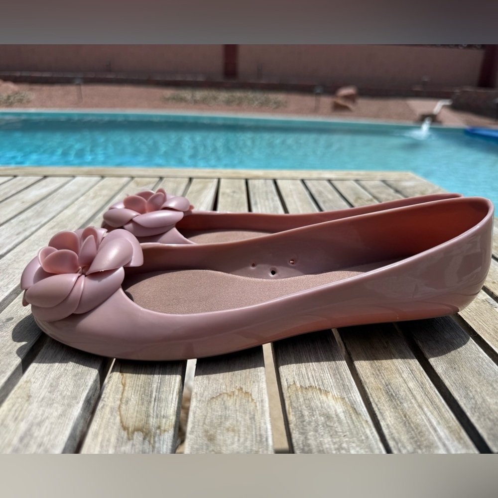 Kate Spade Jade Flower Dusty Rose Jelly Ballet Flats! Size 8 - Picture 2 of 6